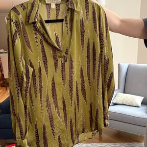 Michael Kors Brown and Green Patterned Shirt